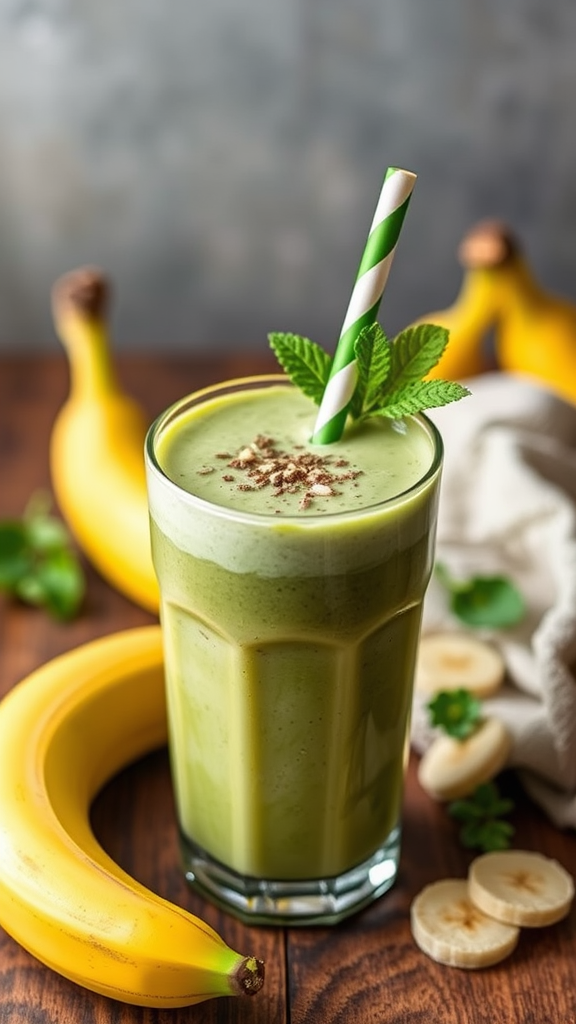 Energy-Enhancing Matcha-Banana Smoothie