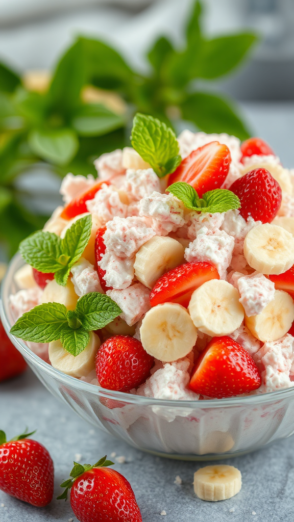 Sweet Strawberry Banana Fluff Salad