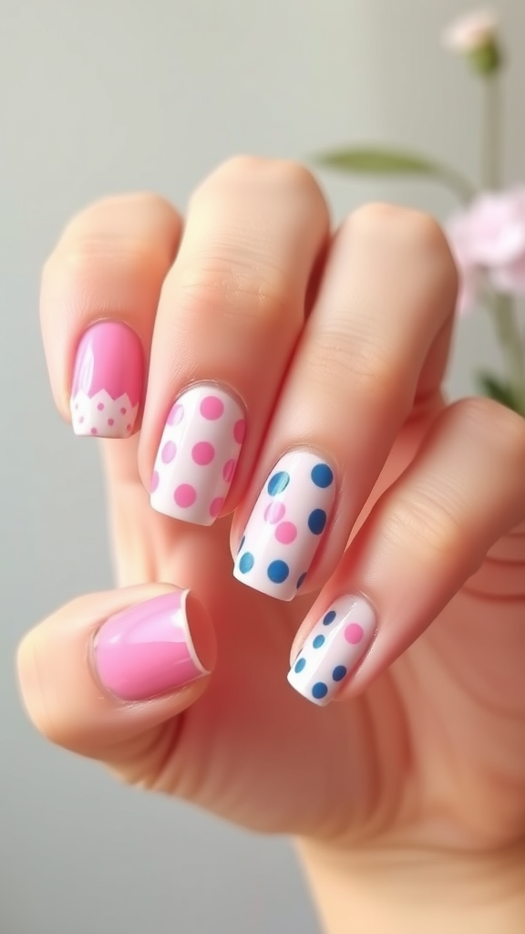 15 Bright Polka Dot Summer Nails