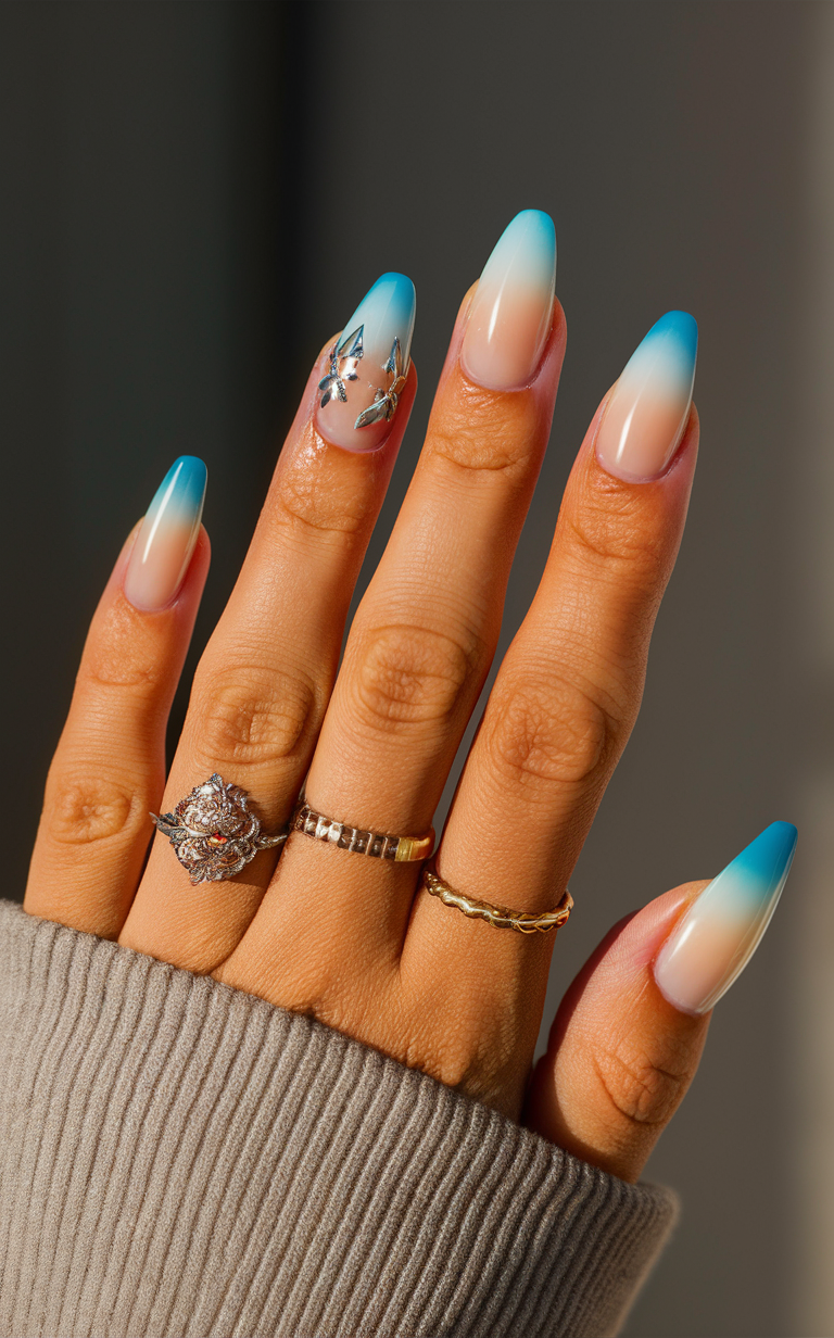 Ocean Breeze Gradient Nails