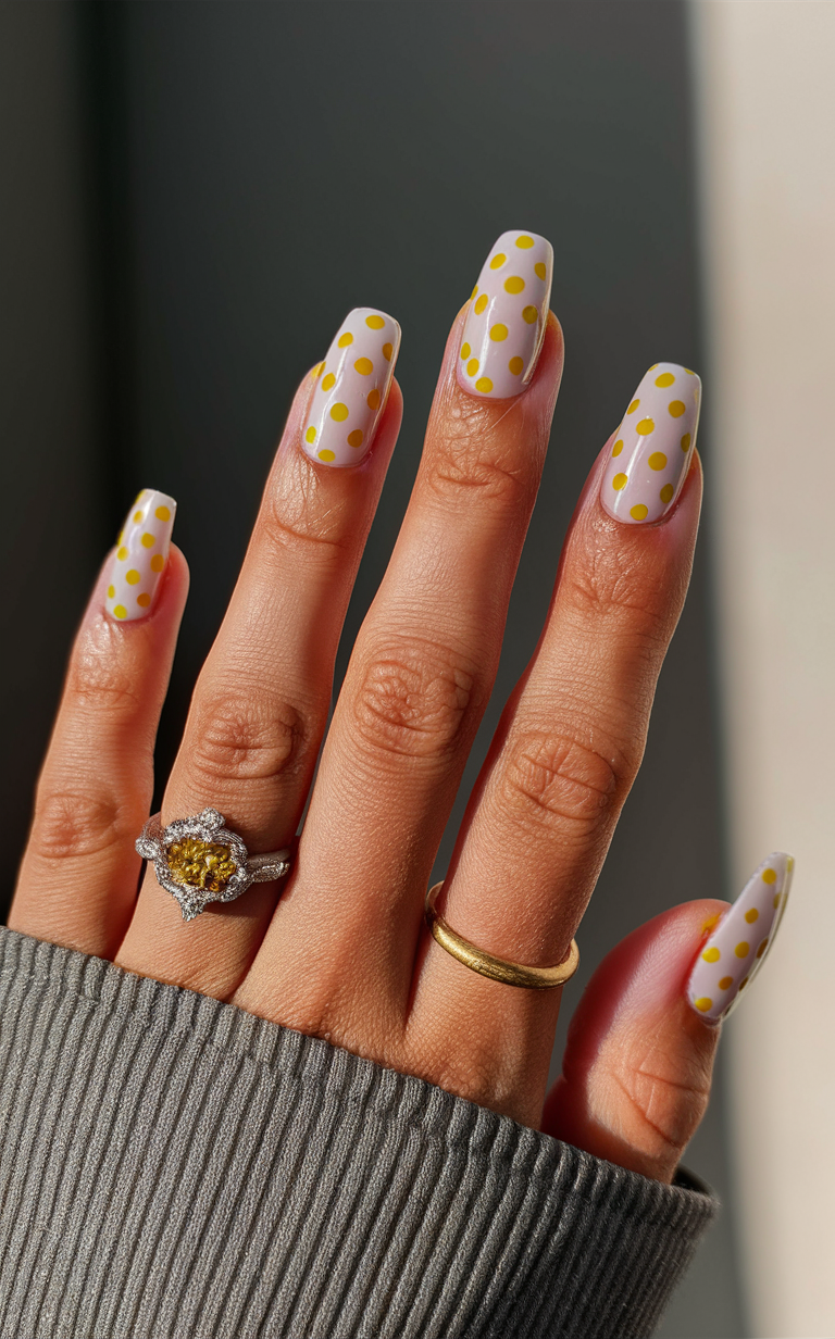 Yellow Polka Dot Chic Nails