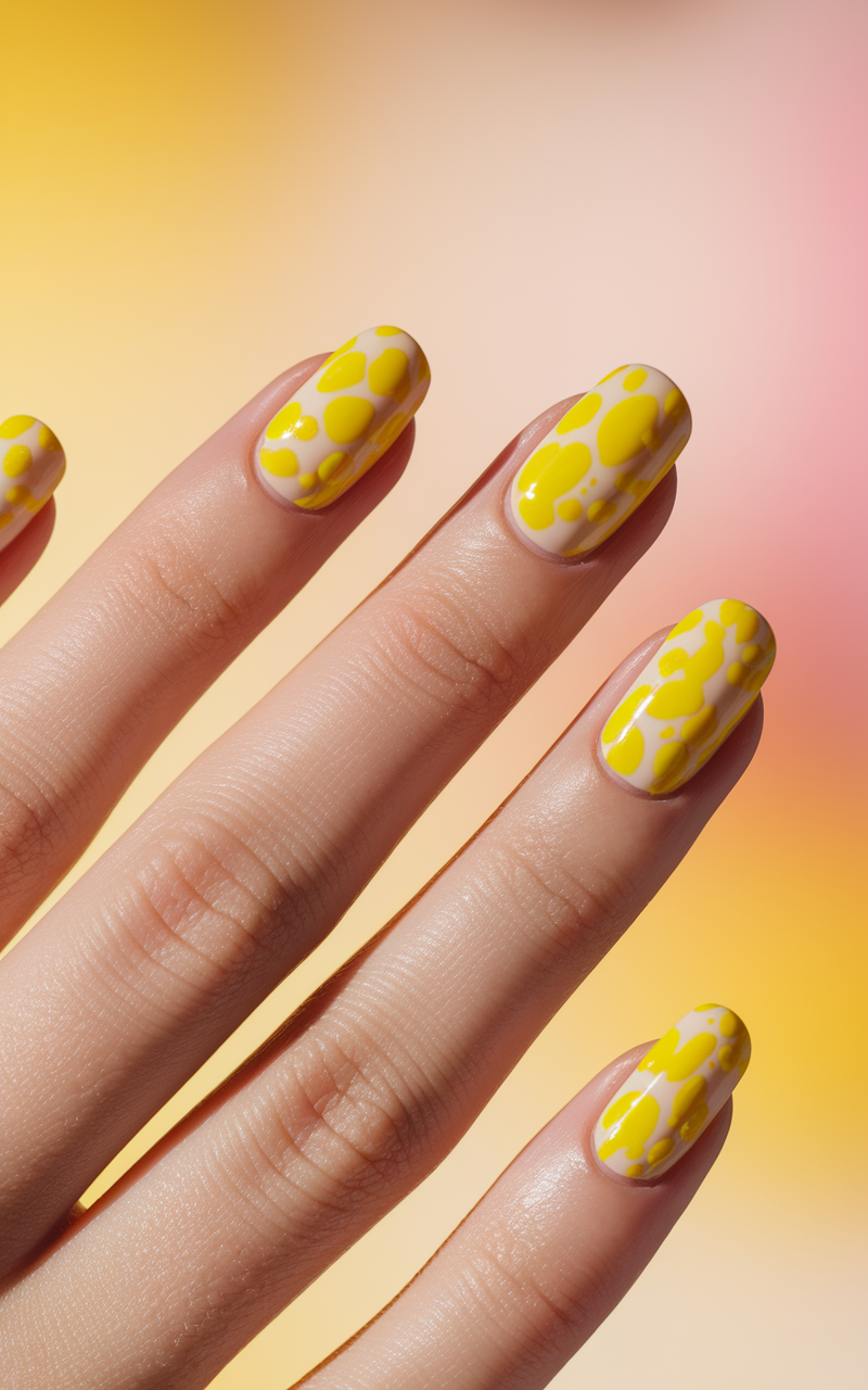 Yellow Lemon Splash Nails