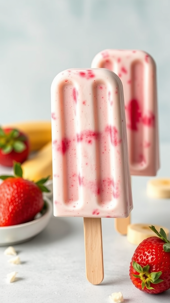Strawberry Banana Yogurt Popsicles