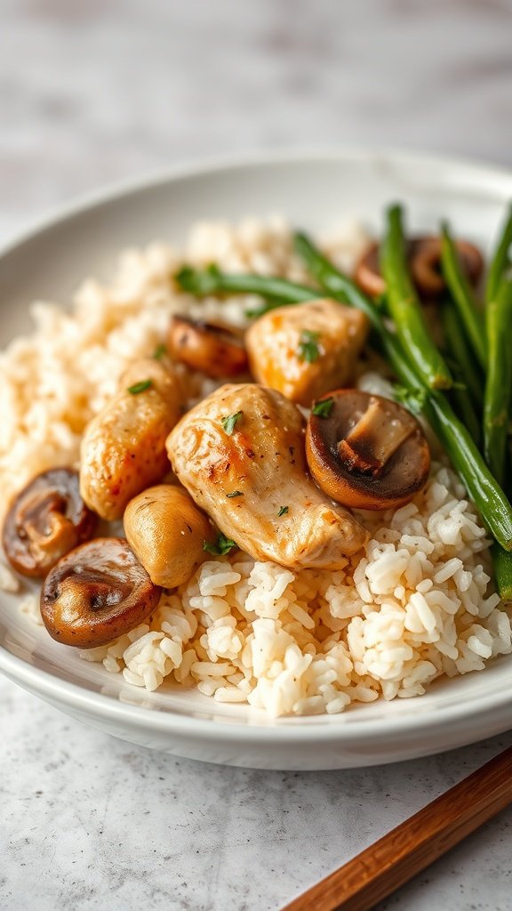 Baked Chicken and Rice with Mushrooms