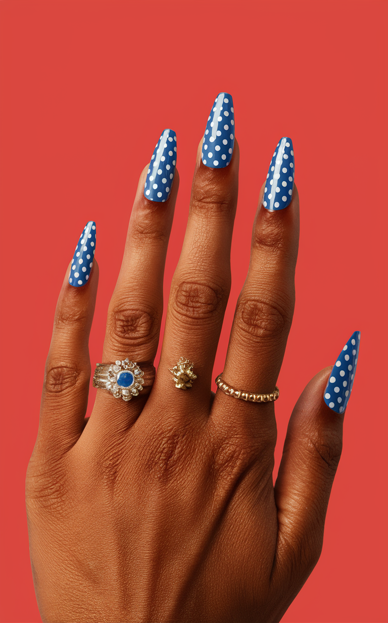 Blue Polka Dot Nails