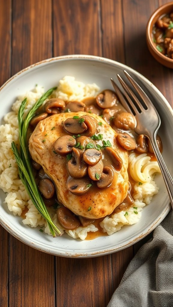 Yummy Smothered Chicken in Mushroom Sauce
