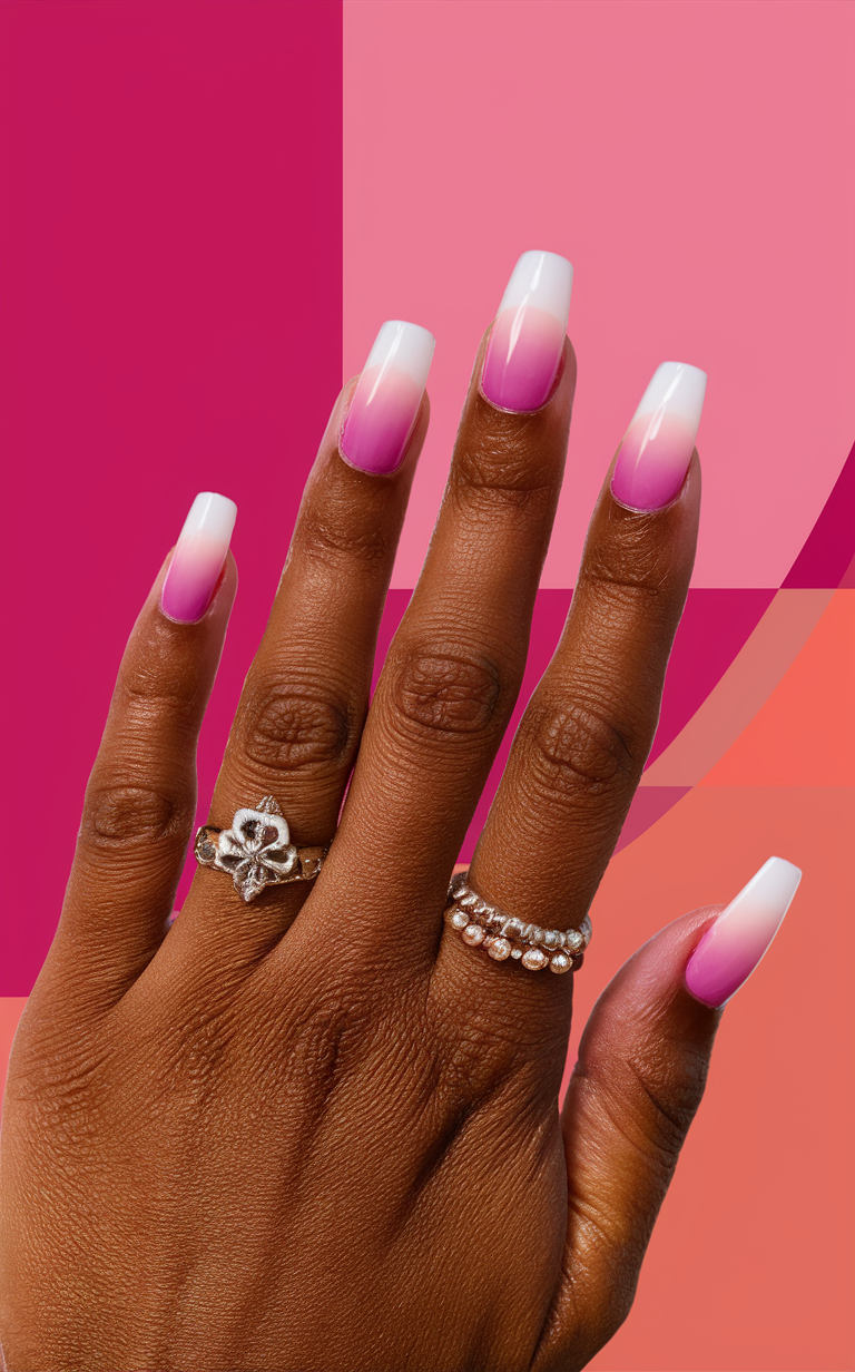 Pink Gradient Ombre Nails