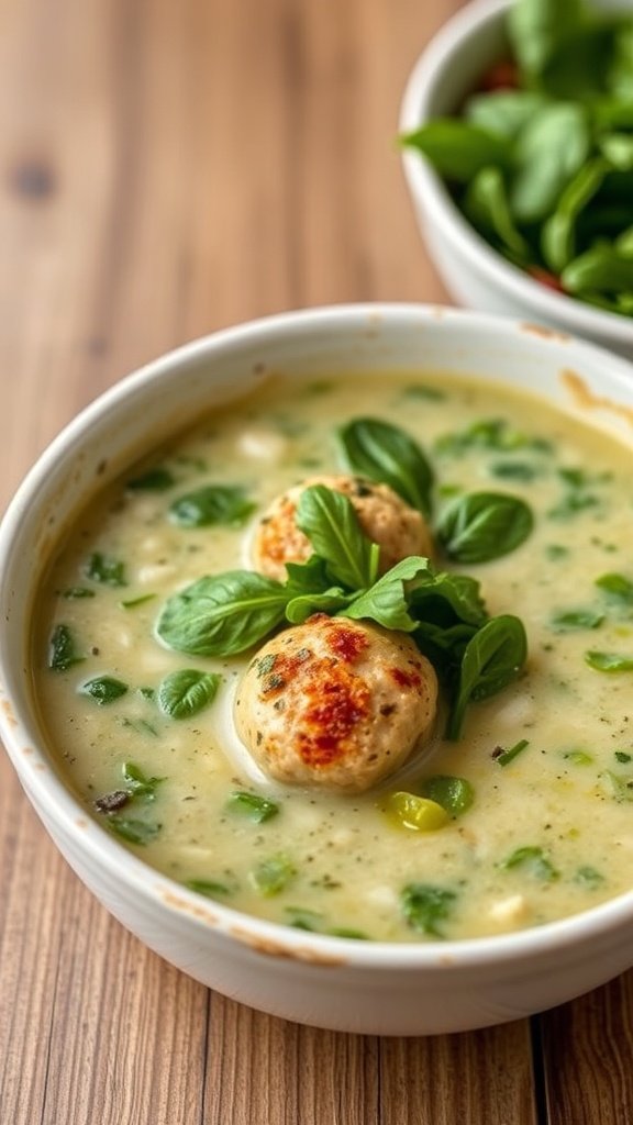 Healthy Turkey Meatball and Spinach Soup