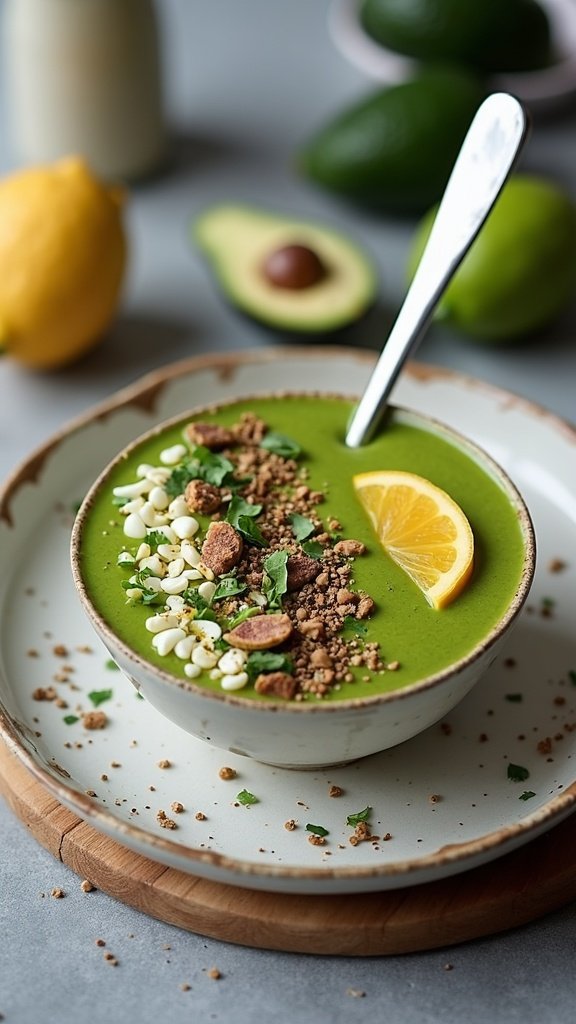 Healthy Avocado Spinach Energy Smoothie Bowl