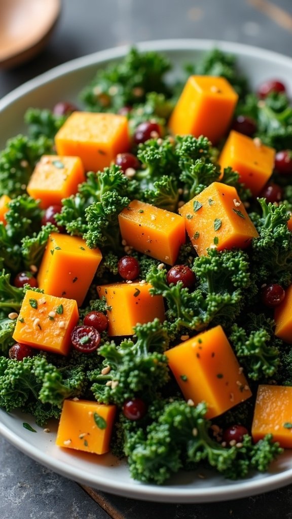 Warm Butternut Squash Kale Mix Salad