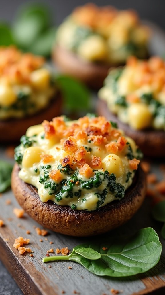 Cheesy Spinach Stuffed Mushrooms