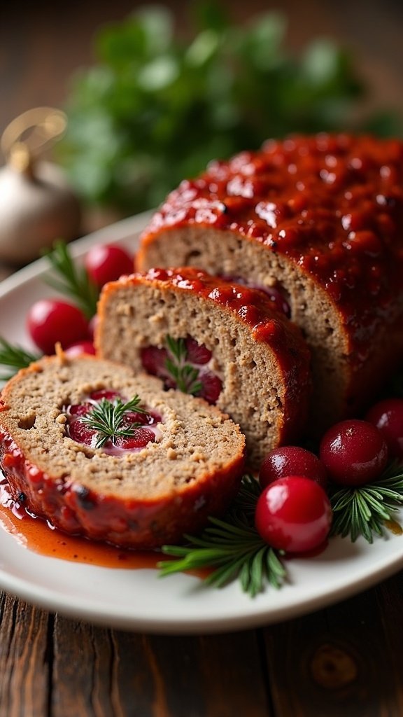 Festive Stuffed Meatloaf with Cranberries