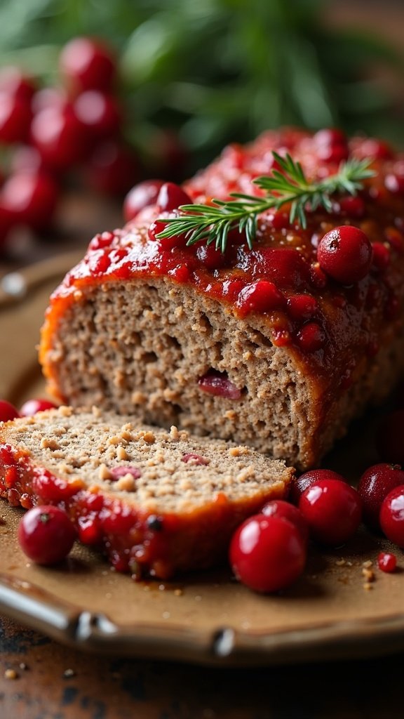 Festive Stuffed Meatloaf with Cranberries