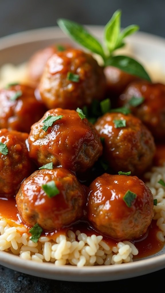 Asian Glazed Meatballs with Side Rice