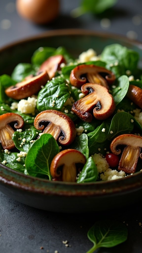 Savory Mushroom Spinach Salad