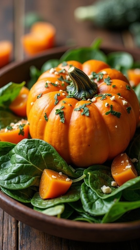 Pumpkin Spinach Salad Surprise
