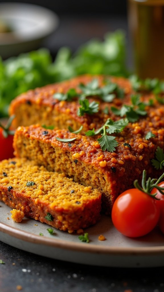 Spicy Vegan Lentil Loaf Feast