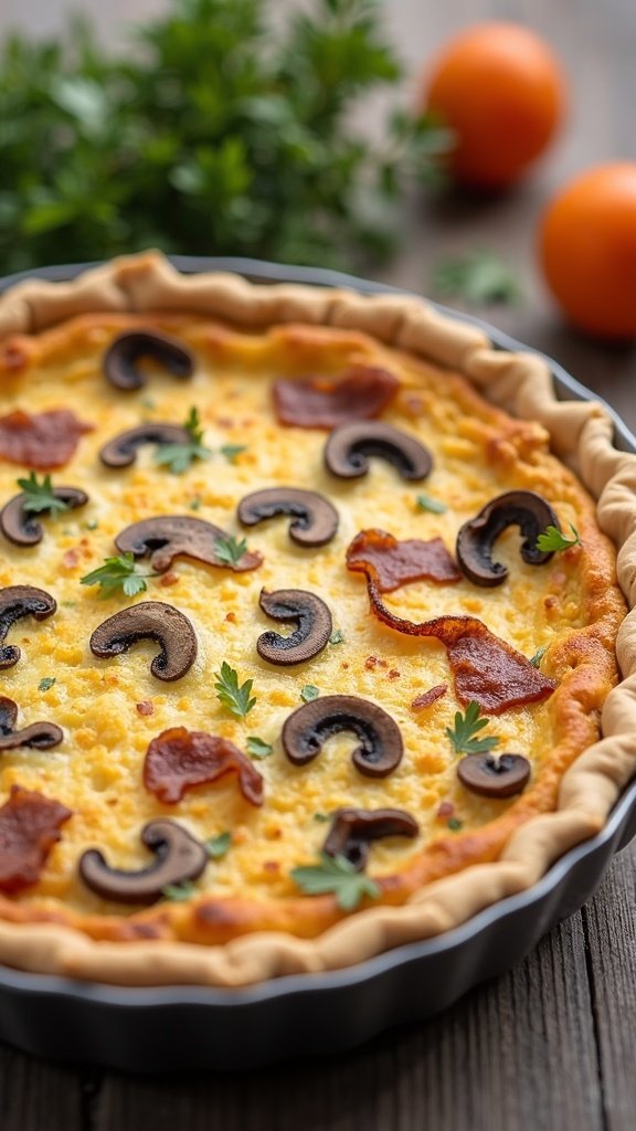 Mushroom Bacon Quiche for Parties