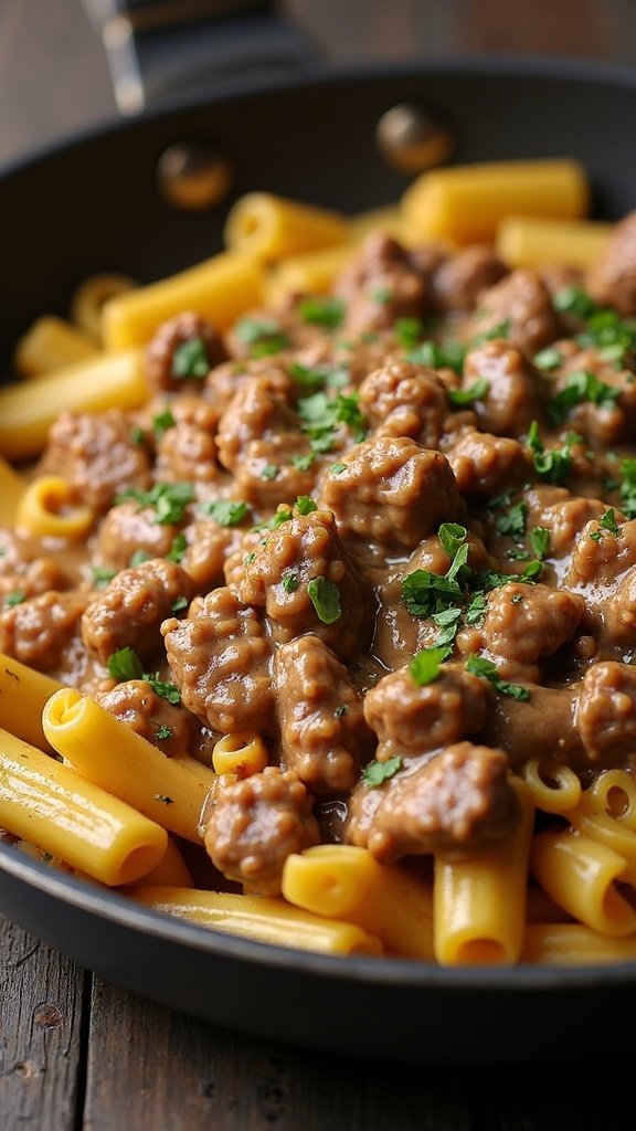 One-Pan Ground Beef Stroganoff