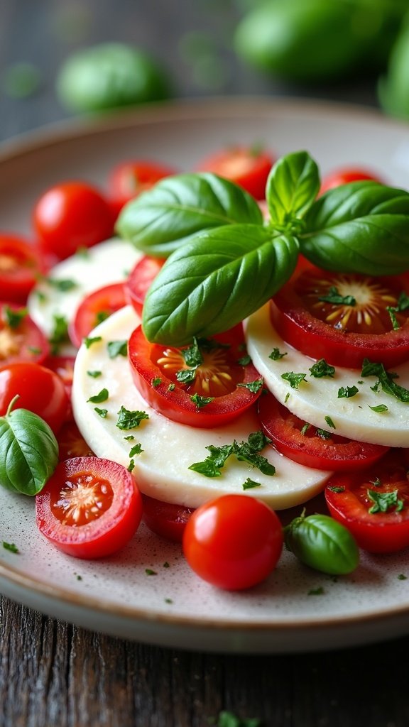 Simple Caprese Salad with Fresh Basil