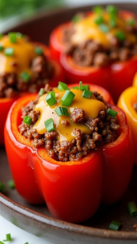 Spicy Ground Beef Stuffed Peppers