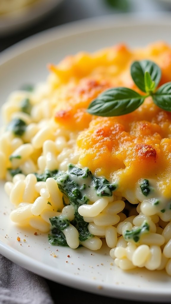 Creamy Spinach Parmesan Rice Bake