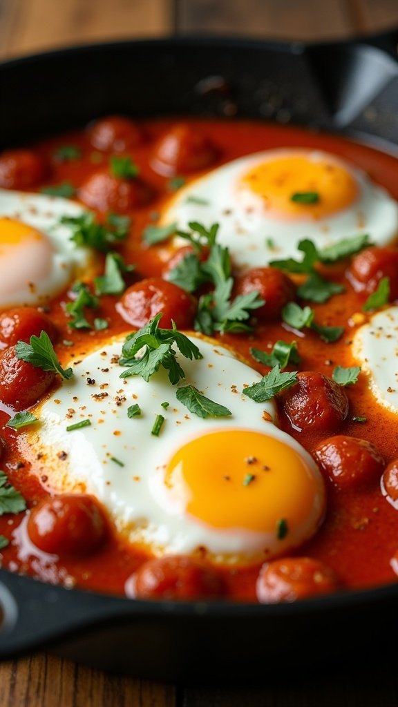 Spicy Shakshuka with Poached Eggs