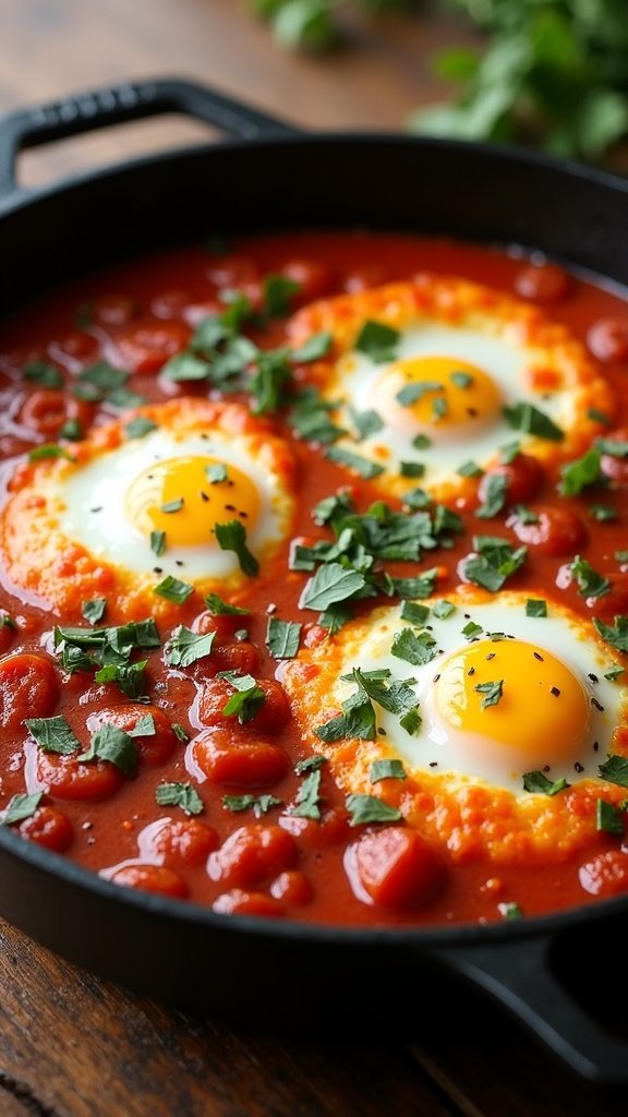 Spicy Shakshuka with Poached Eggs